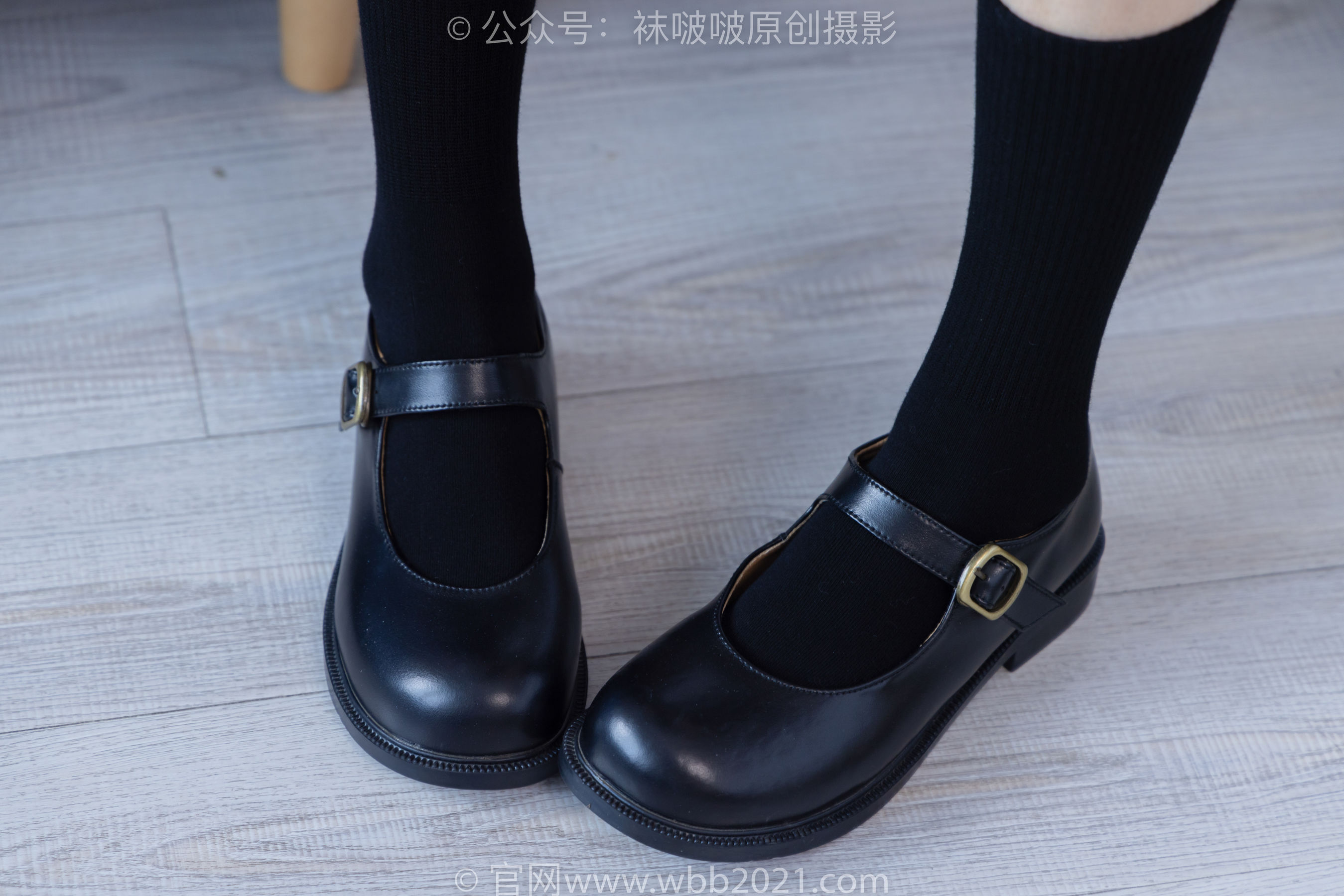 BoBoSocks袜啵啵  No.268 芝士 -黑皮鞋、绑带黑棉袜、学院制服